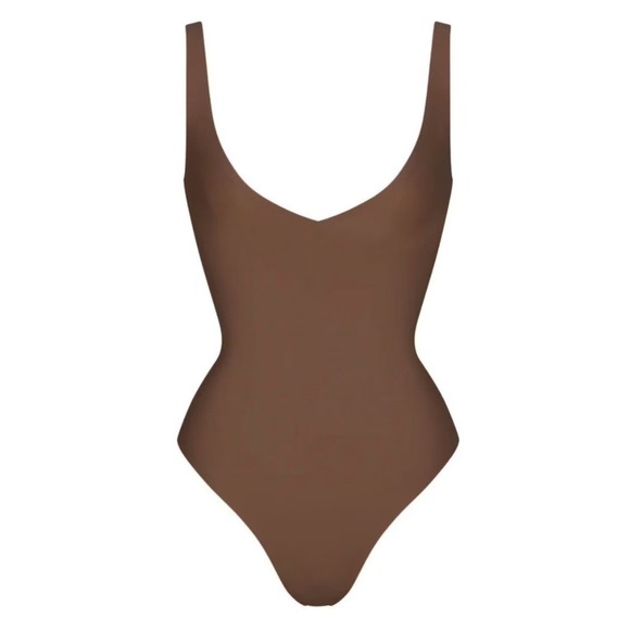 SKIMS Tops - Skims Fits Everybody Plunge Bodysuit Jasper Brown BD-THG-9551W Small